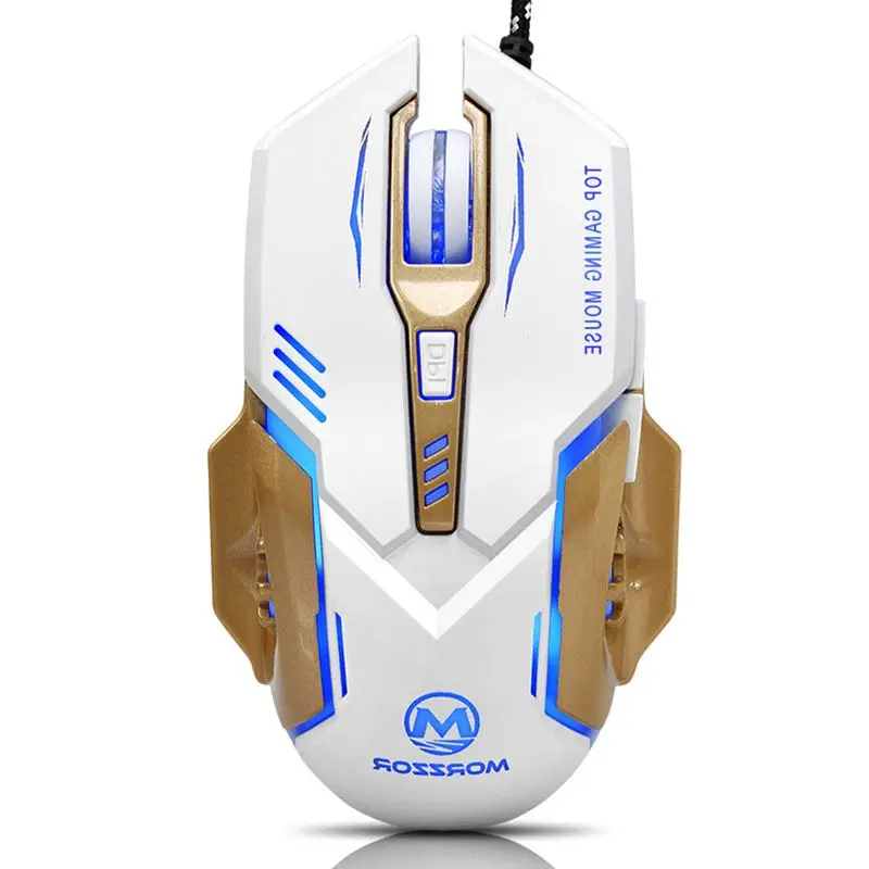 Wired USB Backlit Gaming Mouse Cool Ergonomics 6 Button Backlight 4 Colorful Light 2400DPI For Pro LOL CF Gamer Mice Black White