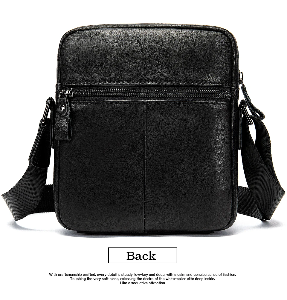 Men's Shoulder Bag for Men Crossbody Bags Genuine Leather Flap Small Male Bussiness Handbags with Zipper Messenger Bag 10