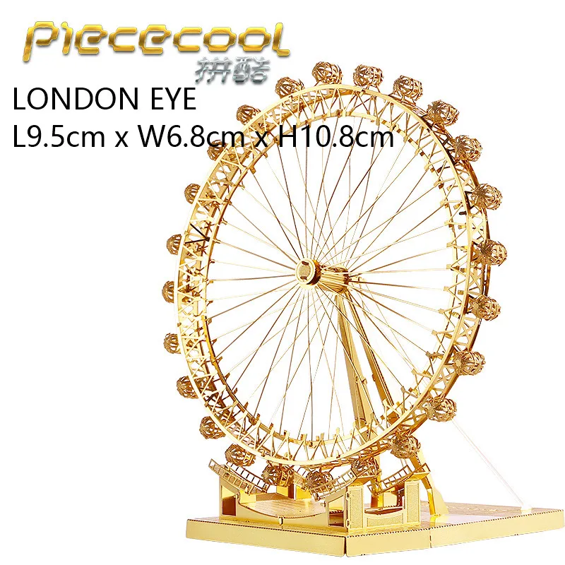 PIECECOOL знаменитые здания по всему миру 3D металлическая Сборная модель головоломки Лондонский глаз Нотр-Дам де Пари коллекция - Цвет: LONDON EYE