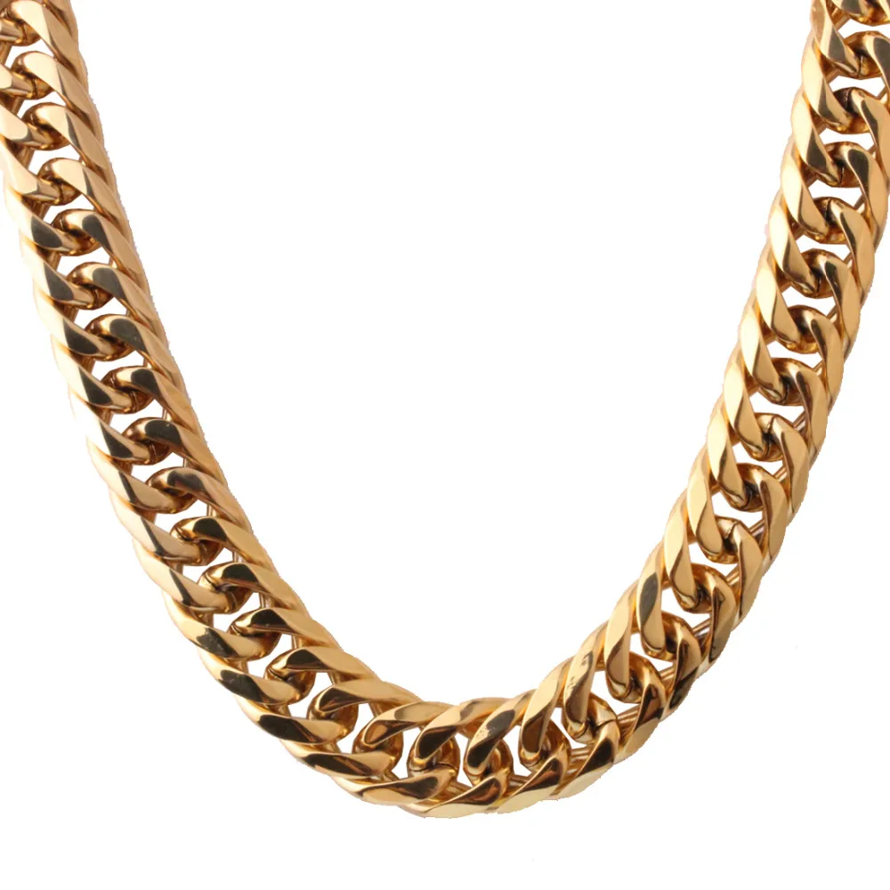16mm Wide Miami Cuban Chains For Men Hip Hop Jewelry Wholesale Gold