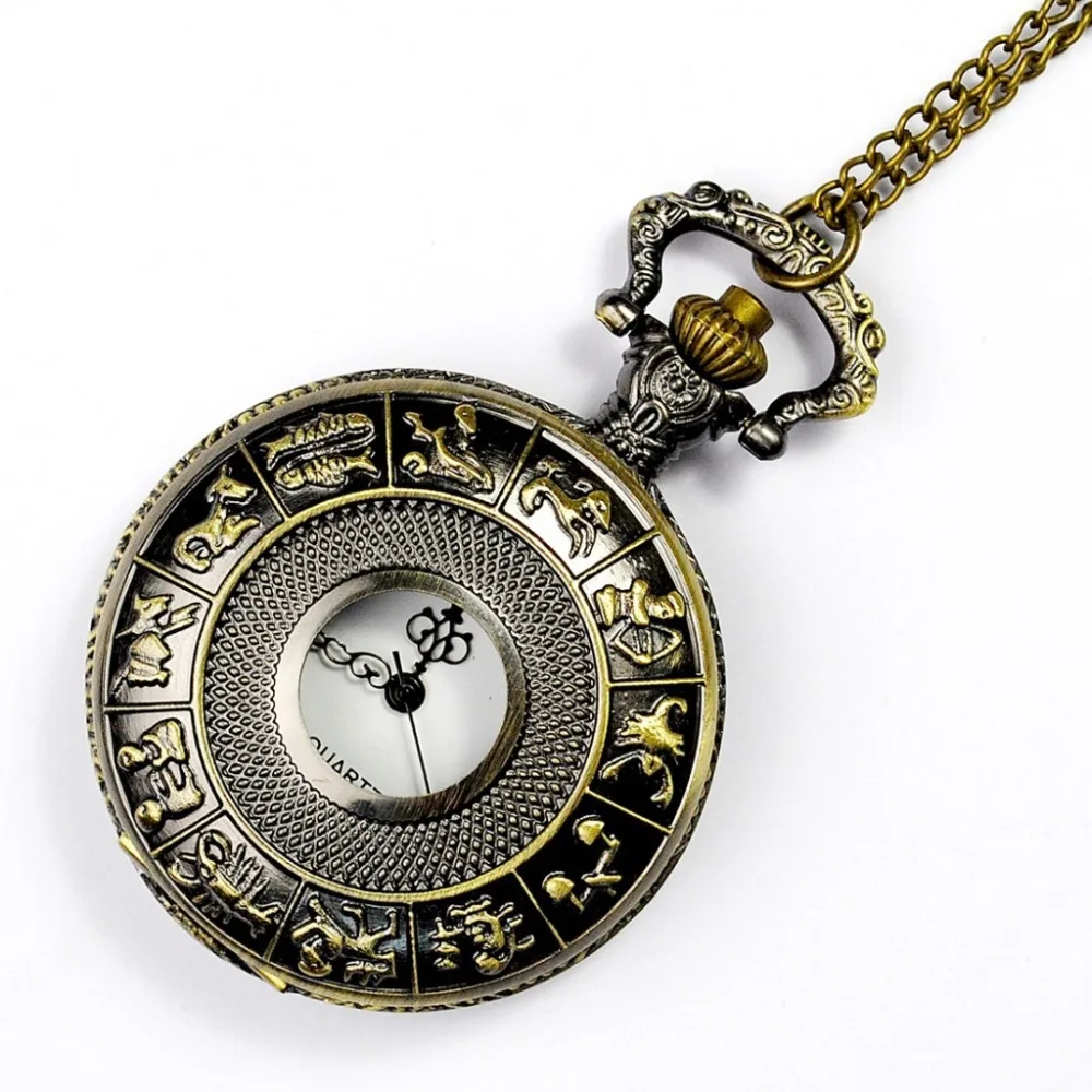 

Retro Bronze Pocket Watch Neutral Quartz Digital Watch Classic Pattern Pocket Watch and Chain For Women Men Best Birthday Gift