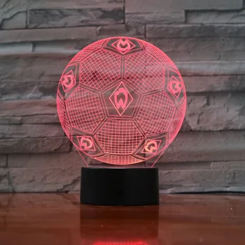 

7 Colors Changing 3D Illusion Lamp Soccer Night Lights 3D Desk Light Luminaria Table Football Lamp for Fan's Gift 3D-888