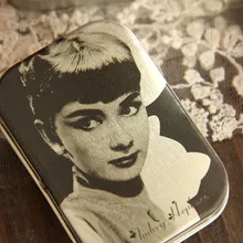 Классический Винтаж Одри Хепберн Оловянная коробка для конфет металлическая коробка из олова прямоугольник фотографии реквизит новинки