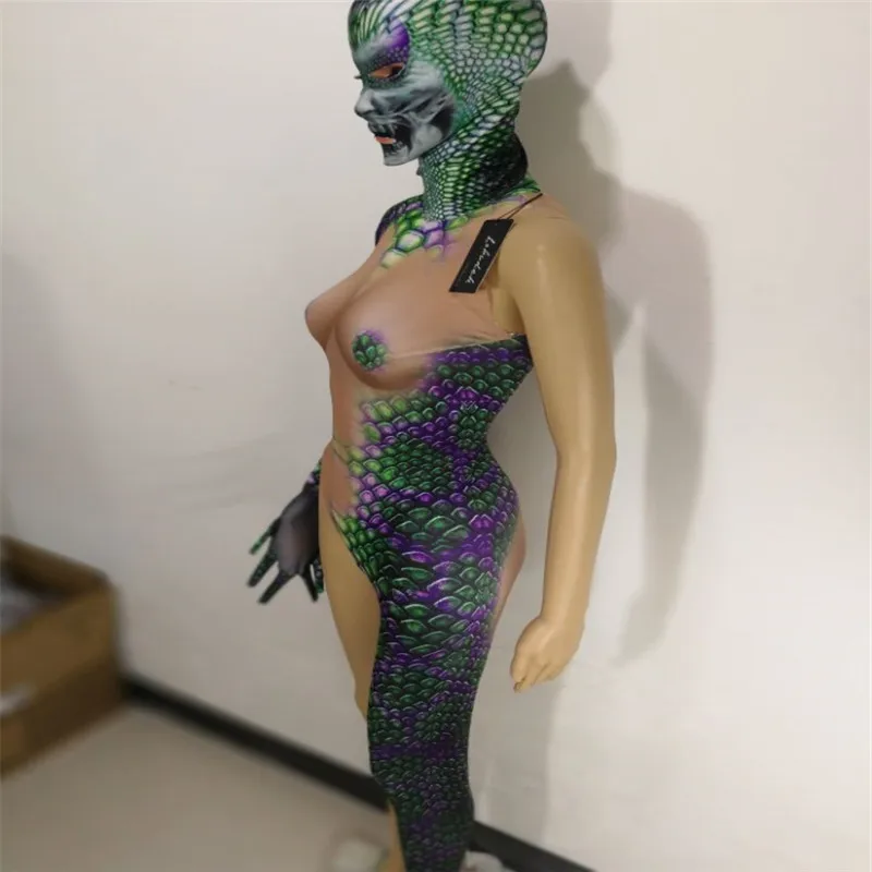 3D Snake printing Jumpsuit Men Women Horror Costume Bar Club Dance group Role performance costumes stage show leotard jumpsuit