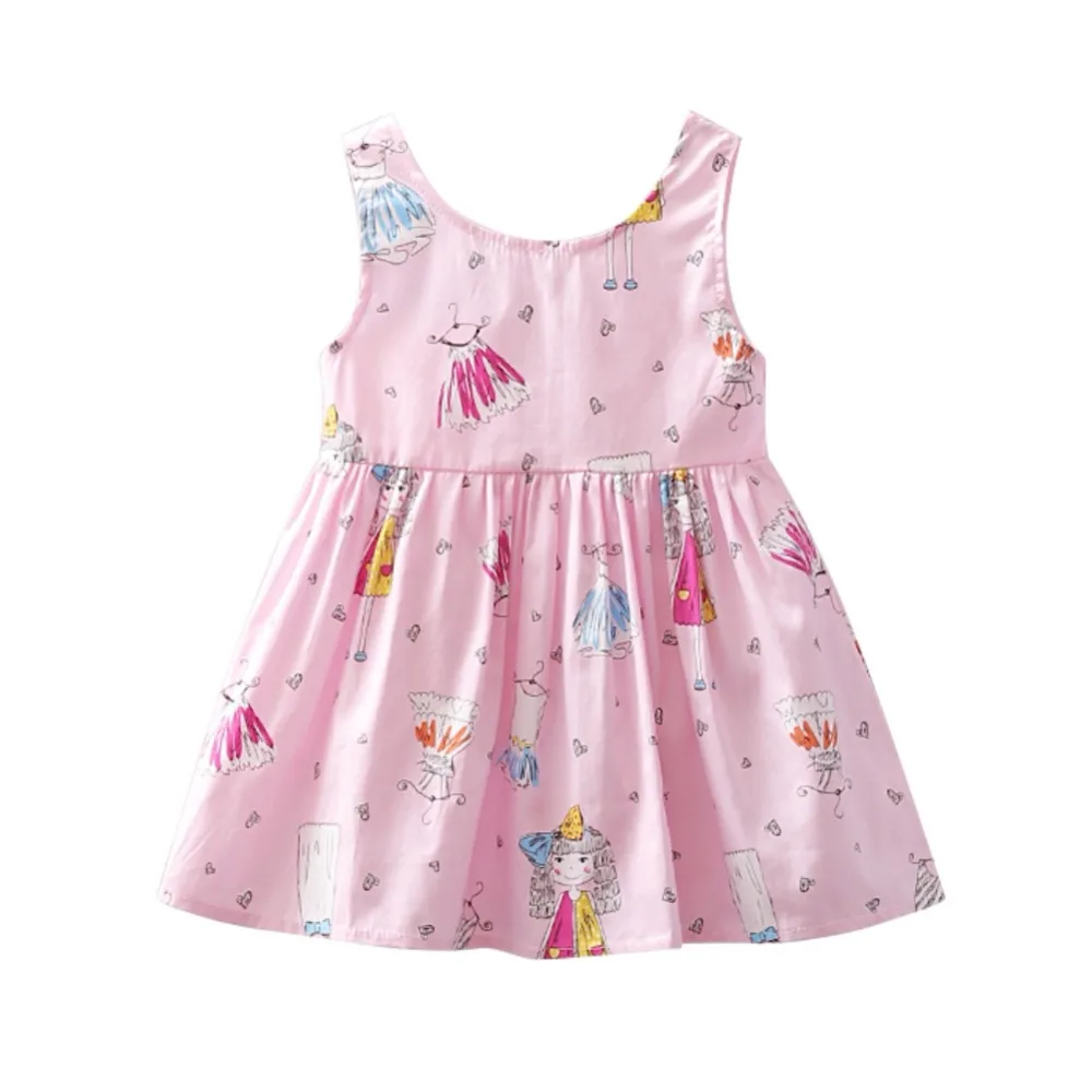 Summer Children Girls Dress Sleeveless Princess Dress Cute Doodle
