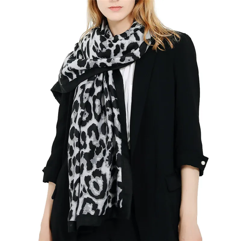  Women Winter Warm Leopard Printed Long Shawl Linen Soft Long Neck Scarf handkerchief women's scarve