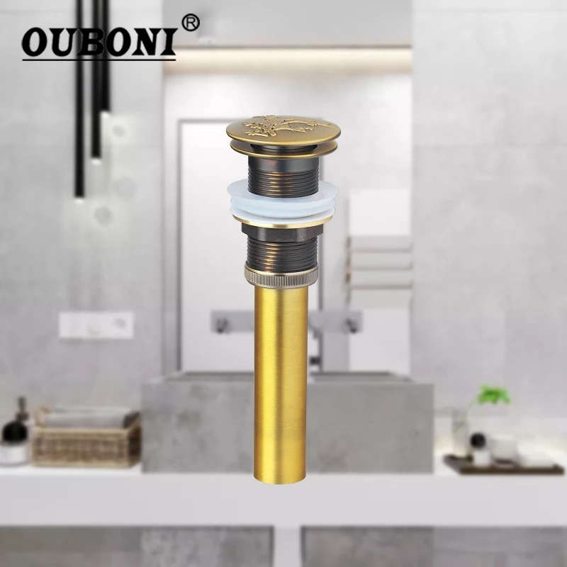 Gold Plated Estate Faucet Accessories Without Overflow Pop Up Drain Sink Waste Drain Golden