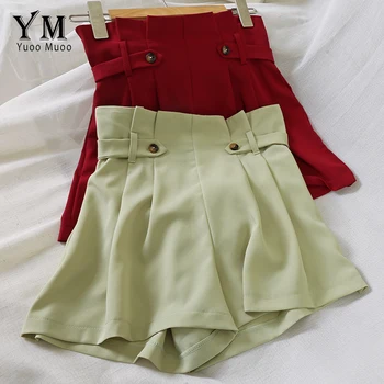 

YuooMuoo 2019 Summer Women Paperbag High Waist Shorts Streetwear Vintage Buttons Chiffon Shorts Belted Ladies Shorts Bottoms