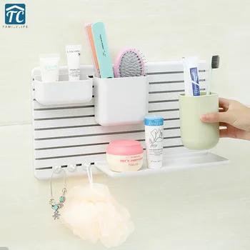 

Paste Wall Storage Rack Creative Box Plastic Organizer Bathroom Kitchen Holder Container Collection Sundries Makeup Creative