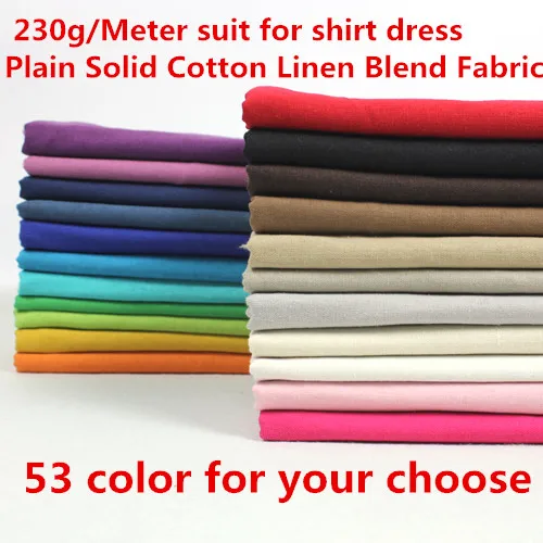 

140 width 230g/Meter Plain Solid Cotton Linen Blend Fabric Shirt Dress Apparel & Fashion Crafting Decor Drapery