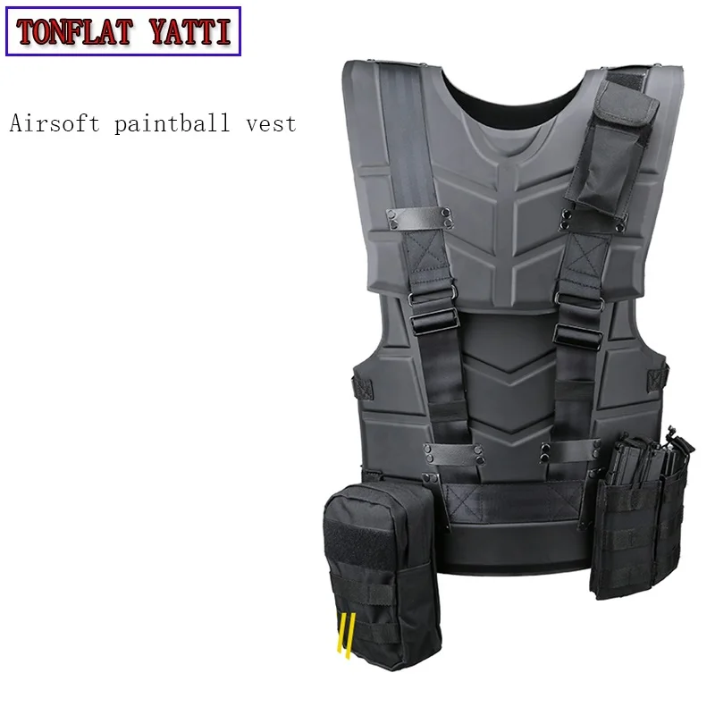 SKARR Paintball Body Armour Padded Bounce Vest Airsoft Chest Protector BLACK 