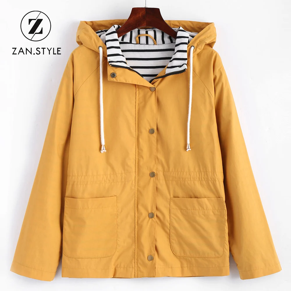 ZAN.STYLE Winter Warm Women Snap Button Stripes Panel