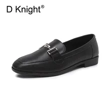 Новые модные женские лоферы с металлической пряжкой, большие размеры 34-43, женские кеды с круглым носком на плоской подошве, женская повседневная обувь без шнуровки на плоской подошве