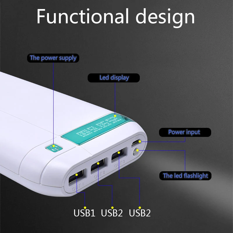 3 USB power Bank 30000 мАч Настольный банк с портами, универсальный внешний аккумулятор для iPhone Xiaomi Mi, портативное Внешнее зарядное устройство