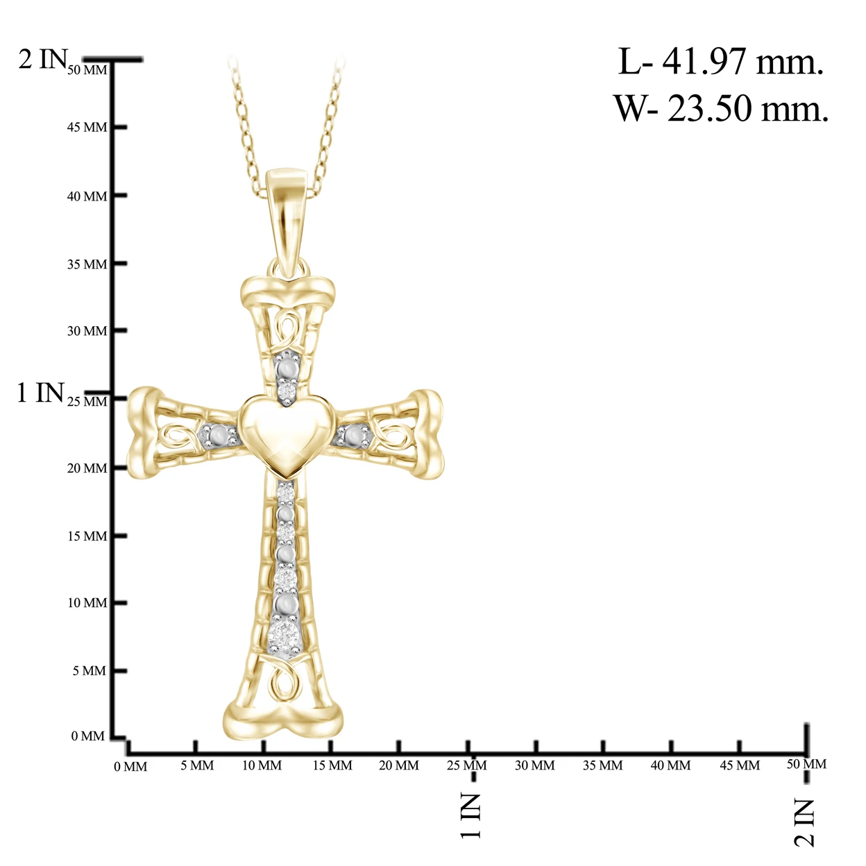 JewelonFire White Diamond Accent 14KT Gold Over Silver Cross Pendant (3)