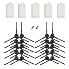 Высокое качество 20 штук сбоку Кисточки и 5 шт. hepa фильтр и 2 шт. Винт Для Ecovacs CR120 dibea X500 x600 пылесос части