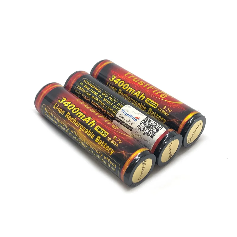 

8pcs/lot TrustFire 18650 3.7V 3400mAh Lithium Battery Rechargeable PCB Protective Batteries For LED Flashlight Bicycle Headlamp