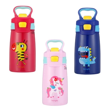 

Children Durable 304 stainless Steel Vacuum Insulated Water Bottle With Straw 350ml high-quality carrying bag