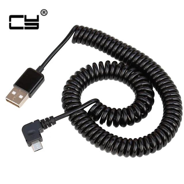2M elbow Spring Coiled USB 2.0 Male to Micro USB Data Sync Charger