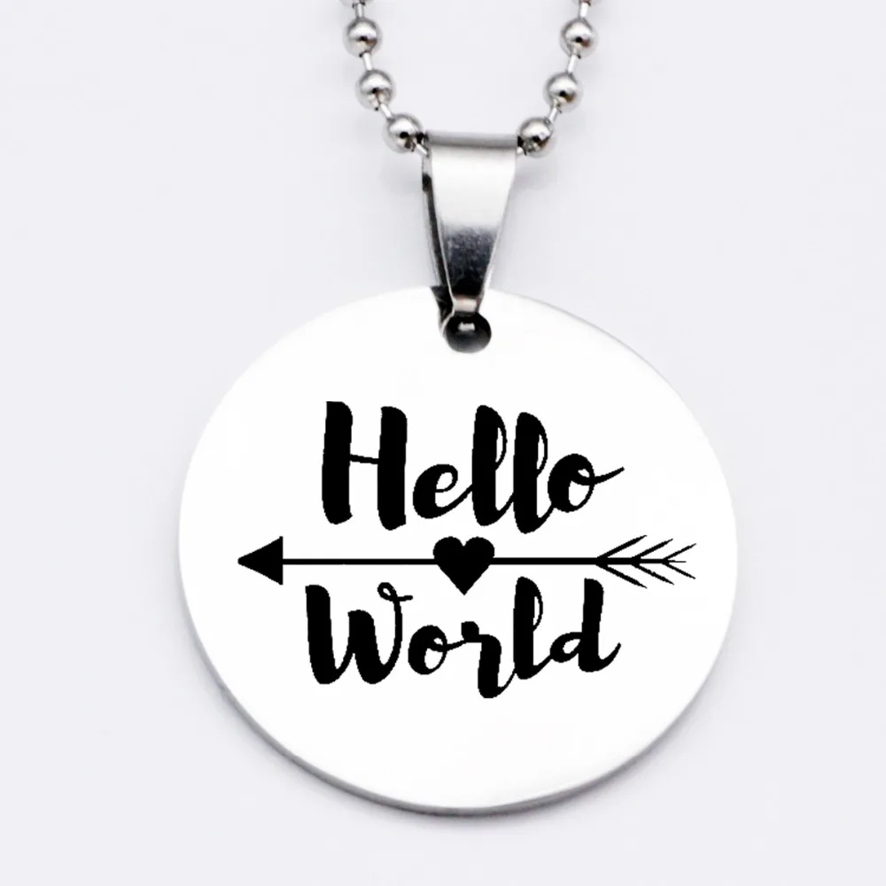2018 модные ювелирные изделия из нержавеющей стали Hello World ожерелье брелок Aliexpress
