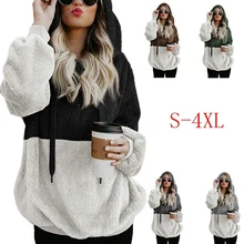 Harajuku Christmas Hoodies Sweatshirts Woman Colorblock Drawstring Hooded Sweatshirt Plus Velvet Padded Pullover Top Streetwear Harajuku Christmas Hoodies Sweatshirts Woman Colorblock Drawstring Hooded Sweatshirt Plus Velvet Padded Pullover Top Streetwear