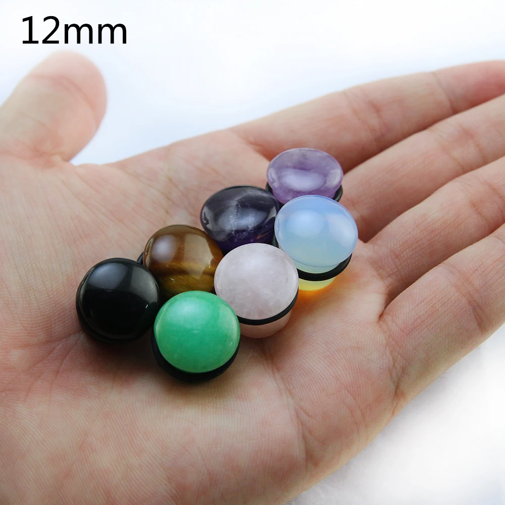 

2017 Mixed Color Natural Stone Ear Plug Tunnel Single Flare Gauges Ear Expander Stretcher Plug Piercing Women Men Jewelry 4-18mm