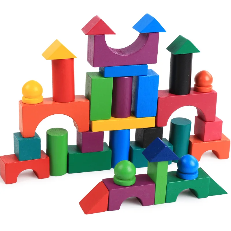 Деревянные красочные строительные блоки для детей от 3 до 6 лет Детские обучающие игрушки 112 шт./компл