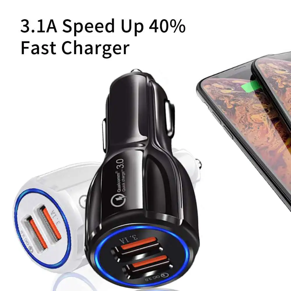 QC 3.0 Quick Charge USB Car Charger For Iphone 6 6s 7 8 P Tablet Fast Charger 2 USB Car Phone Charger for iphone X XR XS MAX