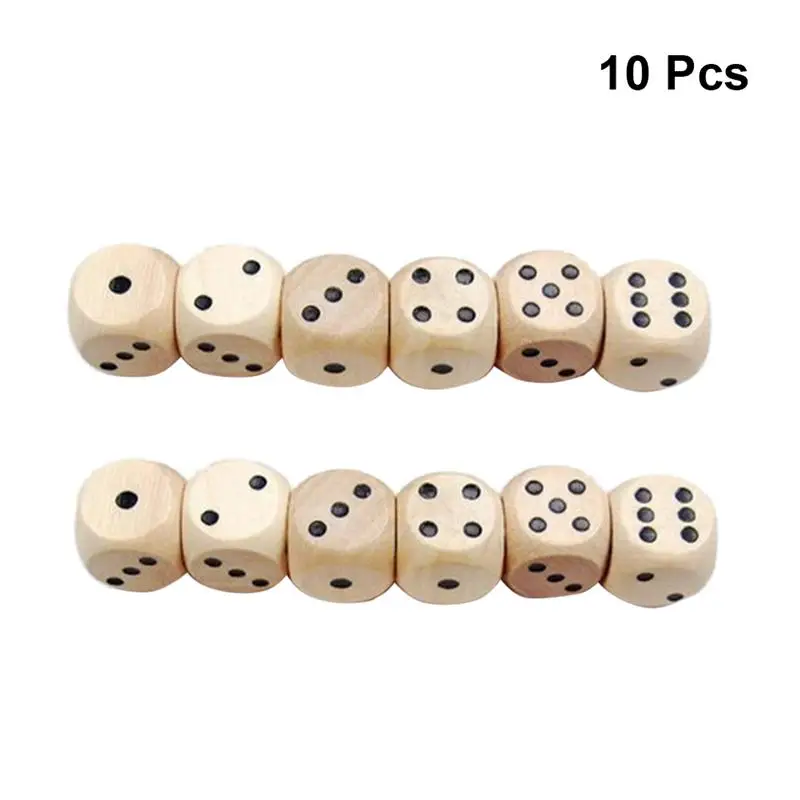 

10pcs Dice 16mm Durable Six Sides Wooden Dice Yard Dices For Teaching Games Playing