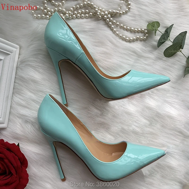 

Blue Patent Leather Stiletto Heels Office Women Shoes New Arrival Pumps Fashion High Heels Shoes Women's Pointed Toe Sexy Shoes