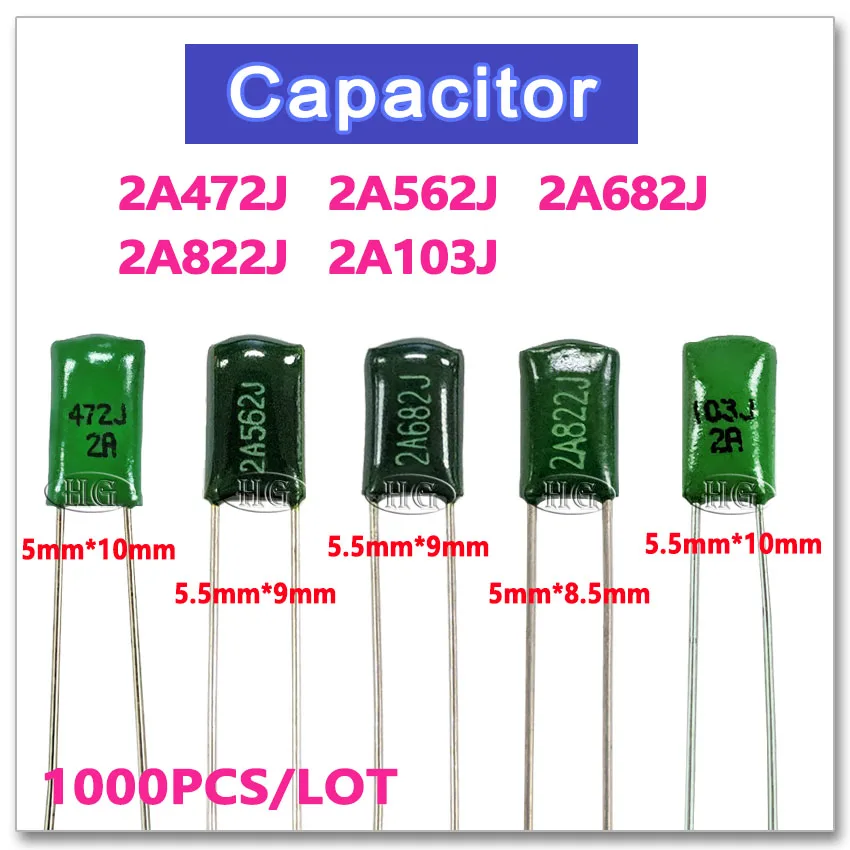 Computer Cables Sukvas 2A102J Polyester Capacitor 100V102 1nF 1000PF Pitch 5mm Cable Length: 2A102J Computer Cables Sukvas 2A102J Polyester Capacitor 100V102 1nF 1000PF Pitch 5mm Cable Length: 2A102J