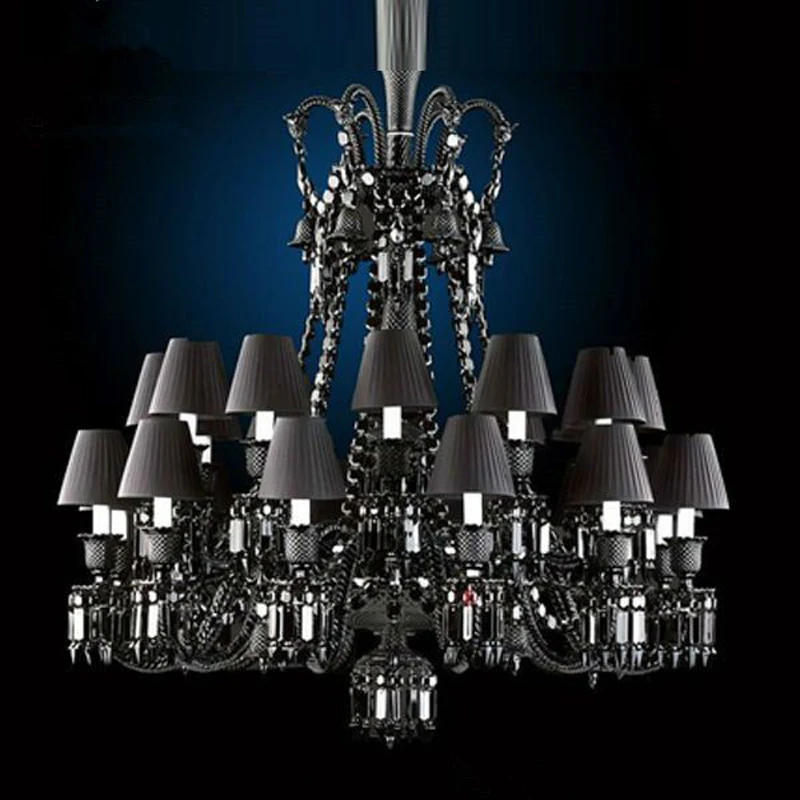 Black Crystal Chandelier Lighting luxury hotel chandeliers for Dining Room Black Chandelier Lamps glass crystals for chandeliers