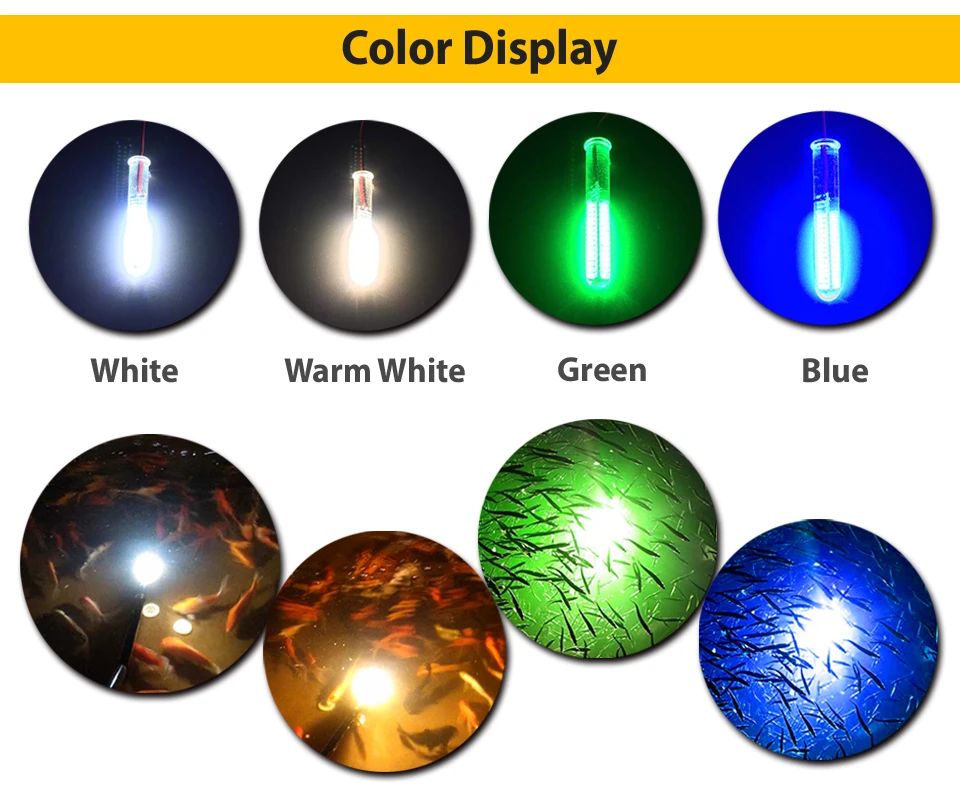 Hontiey светодиодный светильник для подводной рыбалки DC 12 В синий зеленый теплый белый цвет притягивает рыбок креветок кальмаров Крил для лодки пристани ночного озера