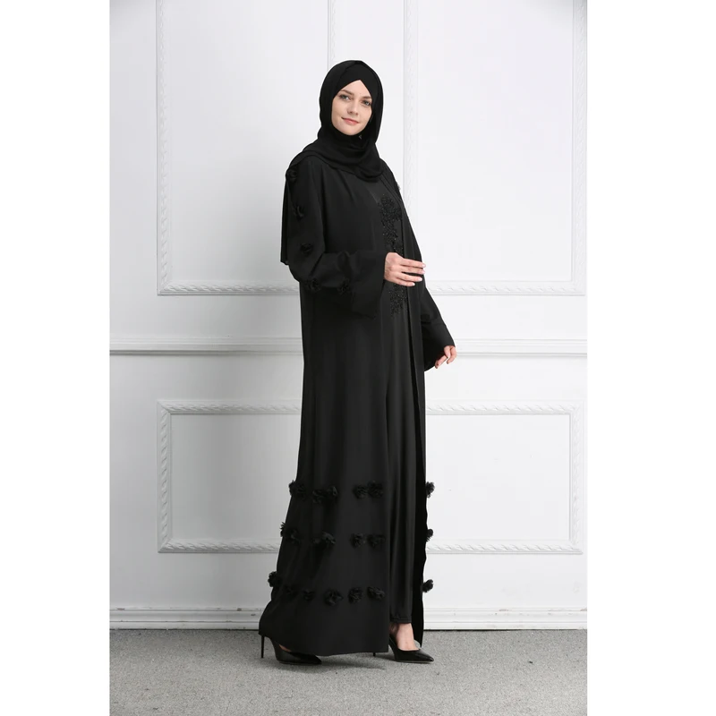 

Elegant Adult Muslim Abaya Arab Turkish Singapore Aardigan Appliques Jilbab Dubai Clothing Women Islamic Dress Robe Large Size