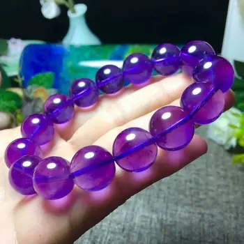 

FREE SHIPPING Natural Amethyst Quartz Crystal Beads One Bracelet AAA 14-13mm