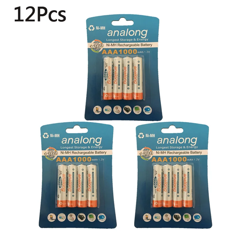 Analong 1 2 V AAA 3A NIMH 1000mah аккумуляторная батарея Ni MH аккумуляторы