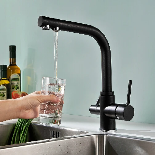 

2015 new 3 way black kitchen faucet sink mixer water purification kitchen dinking faucet three way sink mixer tap