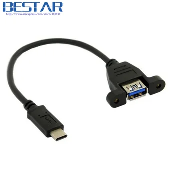 

USB3.1 Type C type-c USB-C Male to USB 3.0 A Female OTG Adapter Cable with Panel Mount Screws