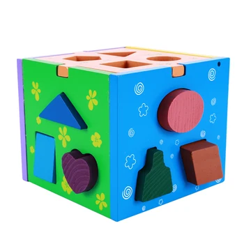 

Shape Cognitive Matching Puzzle Games Box 13 Holes Wooden Paired Box Toys For Children Learning Educational Toys 2019New Arrival