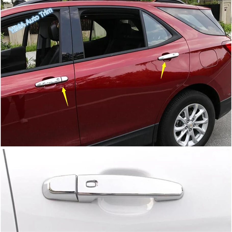 

Lapetus Car Styling Outside Door Pull Handle Protection Cap Cover Trim Chrome Look Fit For Chevrolet Equinox 2017 2018 2019 ABS