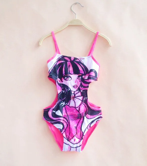 

2017 Monster High Girls Purple Swimsuits One Piece 4-12y Kids Children Swim Wear Child Beachwear Vetement Infantil Clothes YF05