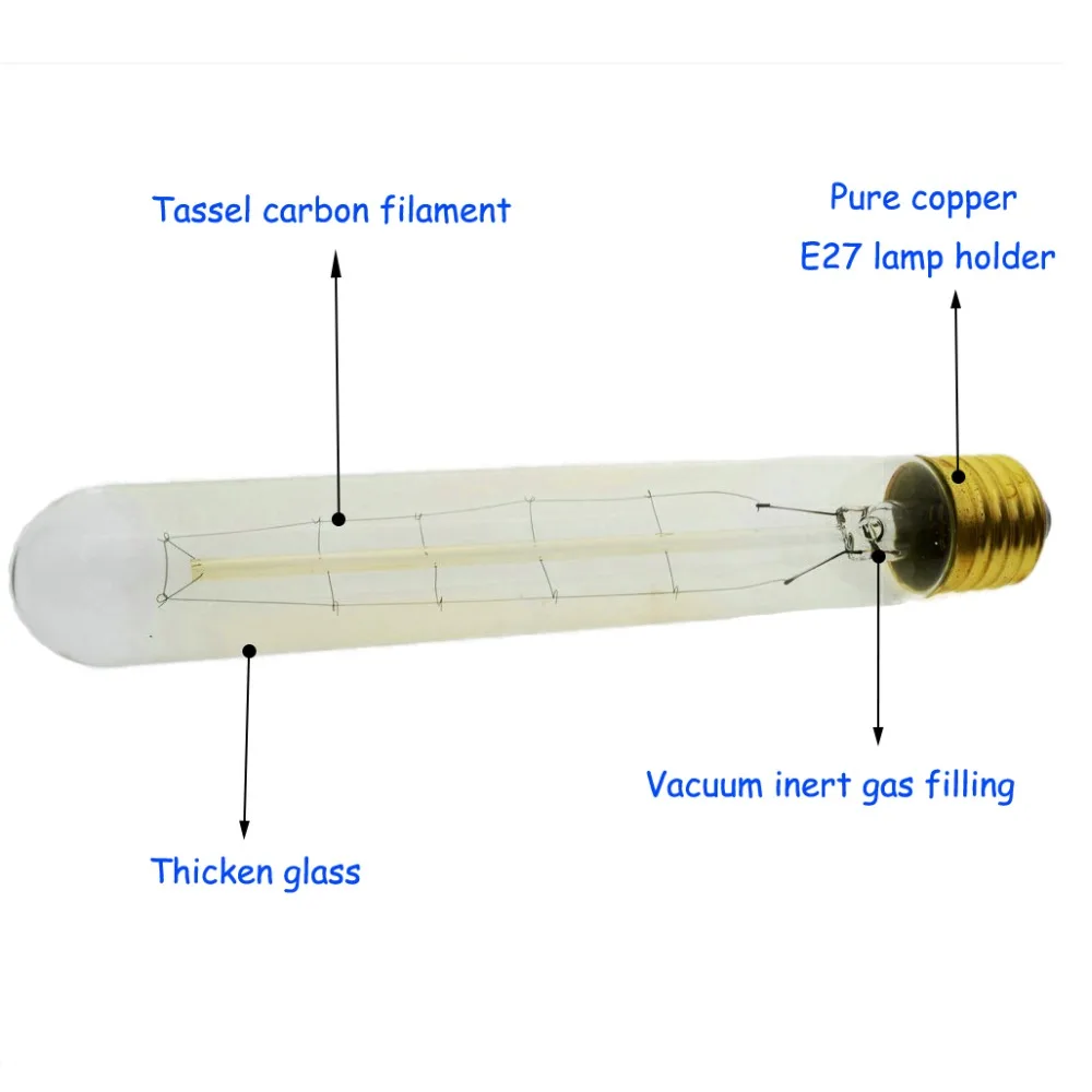 40 W/60 W 220 V E27 Edison лампочка углерода нити винтажная лампа Эдисона в стиле ретро лампа накаливания ST64/ST58/A19/T45/G80/G95/G125/T300