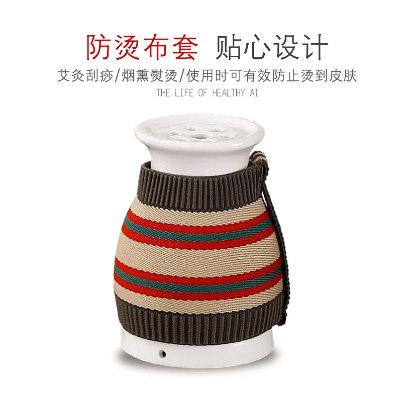 Moxibustion Care Tool Pot Ceramic Cupping Massage Can Tin Moxa Scrapping Cup Warming Therapy for Arm Leg Abdomen