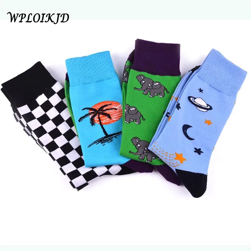

Harajuku NewProduct Autumn/Winter Fashion Creative Illustrations Cotton Unisex Funny Socks Trend Space Universe Planet Happy