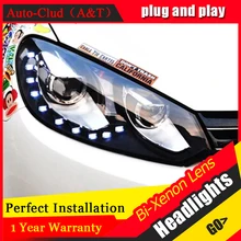 Auto Clud For vw golf 6 headlights 2009-2013 bi xenon lens For vw GOLF MK6 head lamps H7 parking LED tear light DRL car styling