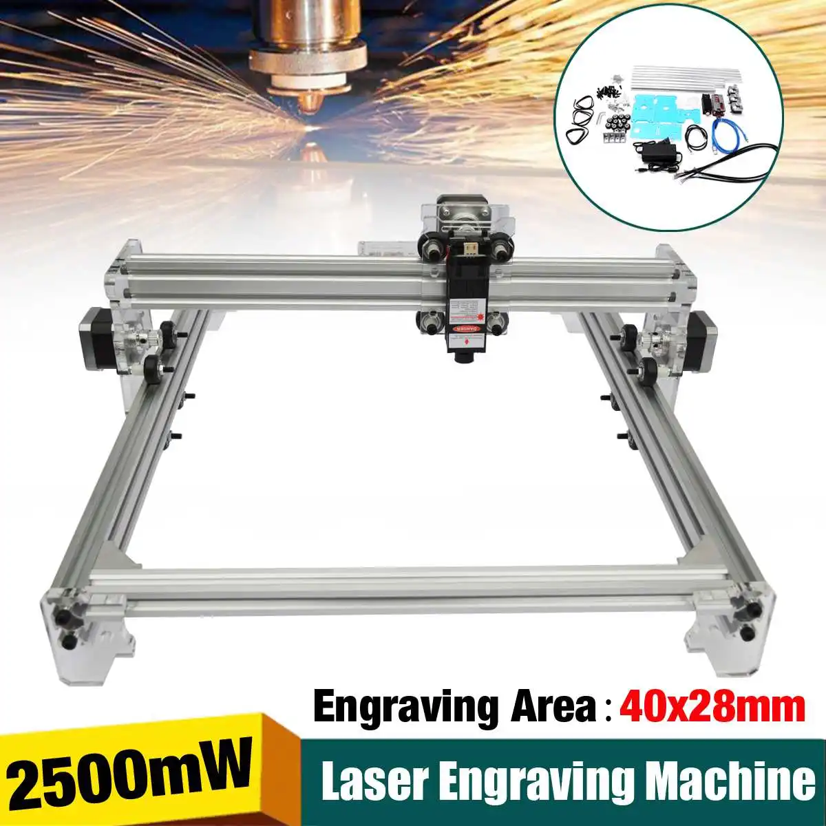 

Mini 2500mW DIY Laser Engraving Machine DC 12V CNC Engraver Alumina Laser Logo Marking Machine Cutting Machine Printing Machine