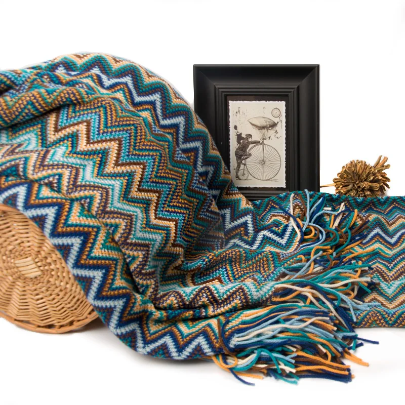 100 Acrylic Yarns Knitted Throw Couch Cover Sofa Blanket, 50" x 60