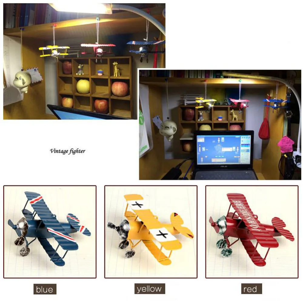 

Vintage Metal Plane Model Iron Retro Aircraft Glider Biplane Pendant Airplane Model Toy Home Christmas Decoration P5