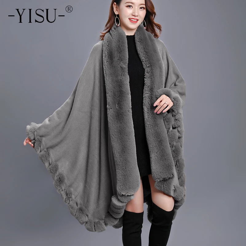 

YISU Women Winter Scarf Women Imitation velvet Ponchos and Capes Fashion Design Pashmina Ladies Knit Shawl Cape Vintage Blanket