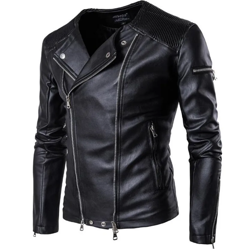 New Motorcycle Jackets Men PU Leather Vintage Retro Jackets Classic ...